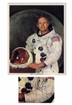 Neil Armstrong Signed 8 x 10 Photo in His White Spacesuit -- Near Fine Condition